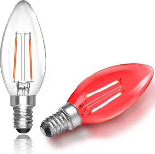 Set van 2 E14 rode LED-lampen C35