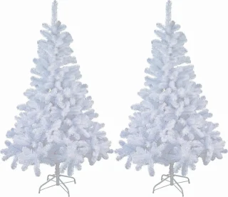 Set van 2 kunstkerstbomen 90 cm wit