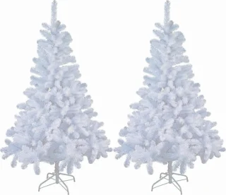 Set van 2 kunstkerstbomen 90 cm wit