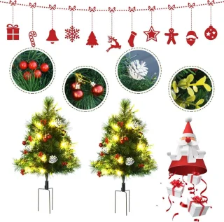 Set van 2 kunstkerstbomen