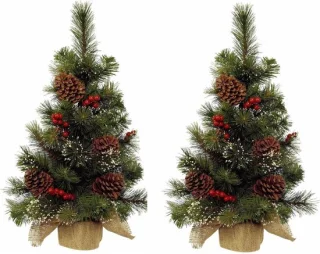 Set van 2 kunstkerstboompjes 45 cm
