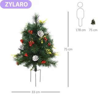 Set van 2 kunstmini kerstbomen Ø33 x 75 cm groen