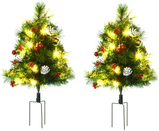 Set van 2 kunstmini kerstbomen Ø33 x 75 cm groen