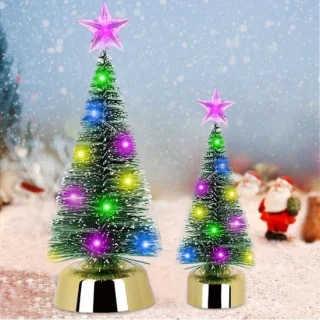 Set van 2 mini kunstkerstbomen (13 cm + 19 cm)