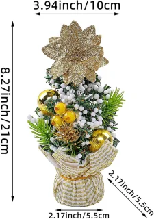 Set van 2 mini kunstkerstbomen 20 cm - goud