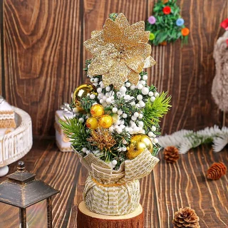 Set van 2 mini kunstkerstbomen 20 cm - goud