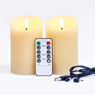 Set van 2 oplaadbare LED-kaarsen met afstandsbediening
