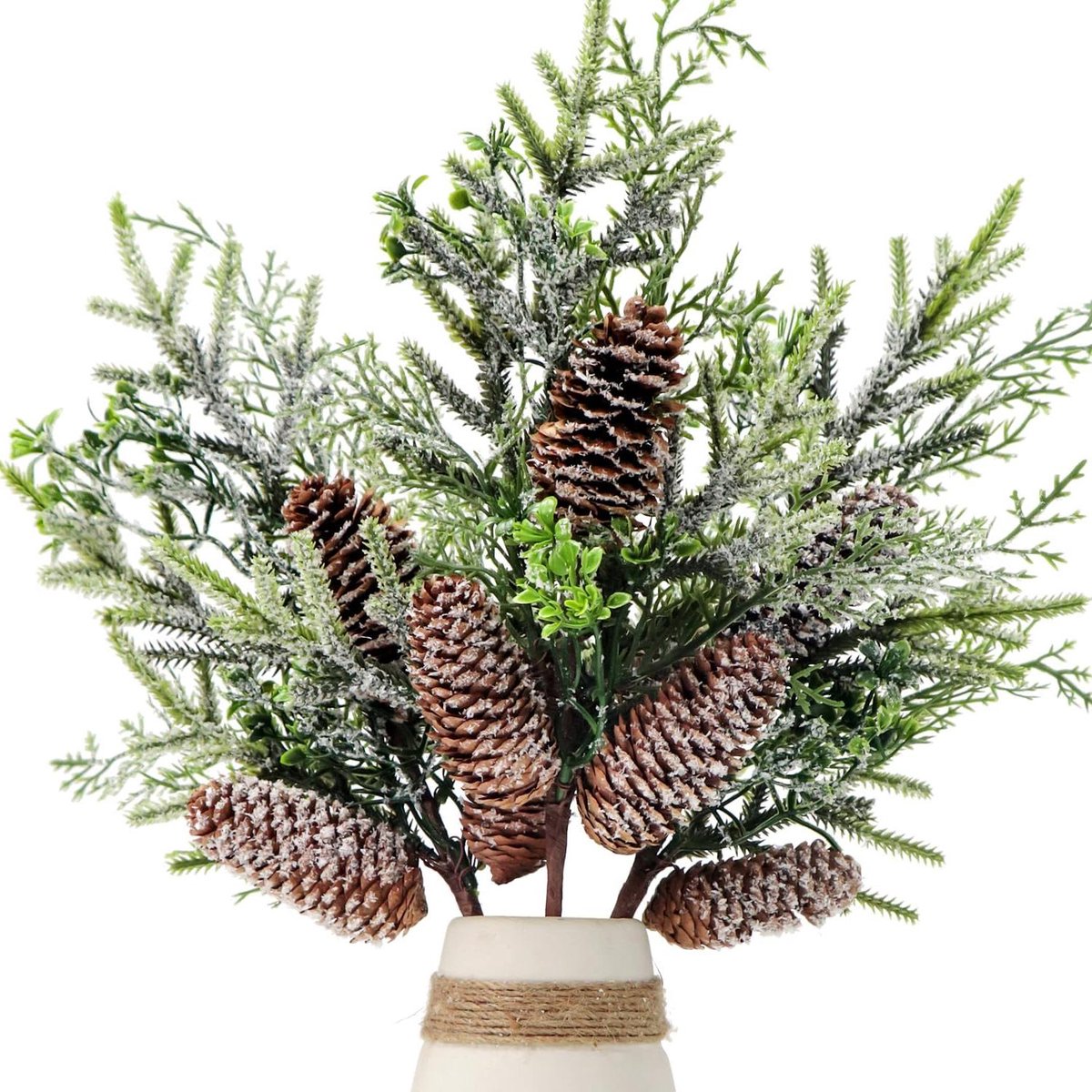 Set van 3 besneeuwde dennennaaldbossen met dennenappel 39cm kerstdecoratie