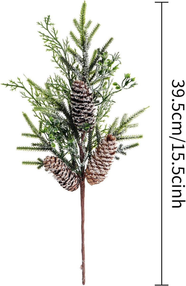 Set van 3 besneeuwde dennennaaldbossen met dennenappel 39cm kerstdecoratie