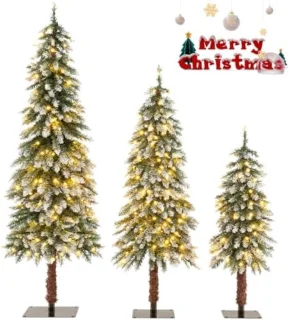 Set van 3 besneeuwde kerstbomen