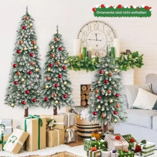 Set van 3 besneeuwde kerstbomen