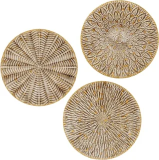 Set van 3 boho gouden wandsculpturen