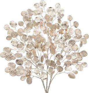 Set van 3 kunstmatige eucalyptus takken 60 cm goud