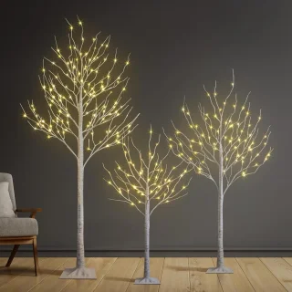 Set van 3 Kunststof Berkenbomen 1,5 m en 2,8 m