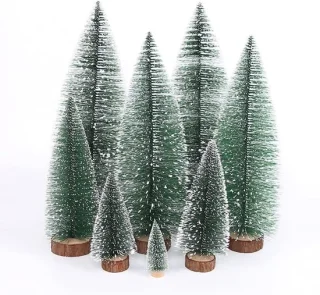 Set van 5 mini kunstkerstbomen, 15 cm, groen