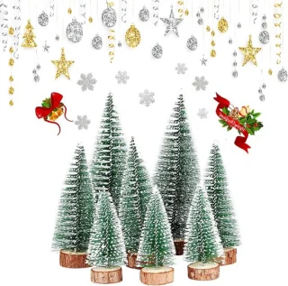 Set van 8 Mini Kerstbomen - Kunstkerstbomen