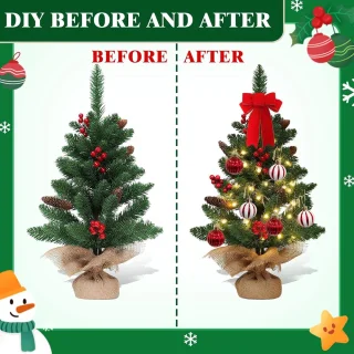 Set Van Kunstkerstboom tafelmodel 50x25x50 cm groen