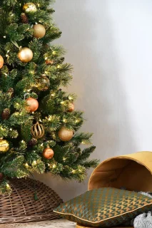 Shimmery Golden Bristle kunstkerstboom 228 cm groen-goud