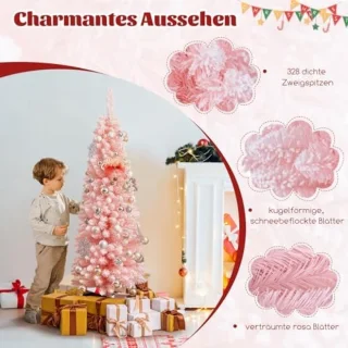 Sierlijke kunstkerstboom potloodden 150 cm - Roze