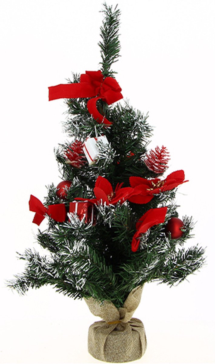 SILUMEN 60 cm tafelboom met kerstknoop rood kunststof
