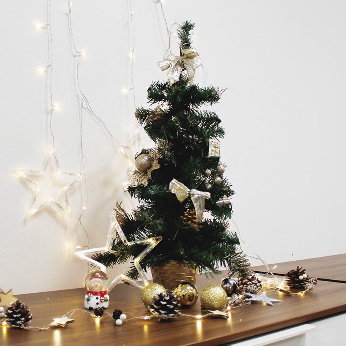 SILUMEN 60 cm tafelboom met kerstknoop rood kunststof