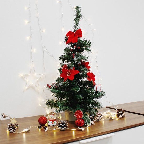 SILUMEN 60 cm tafelboom met kerstknoop rood kunststof