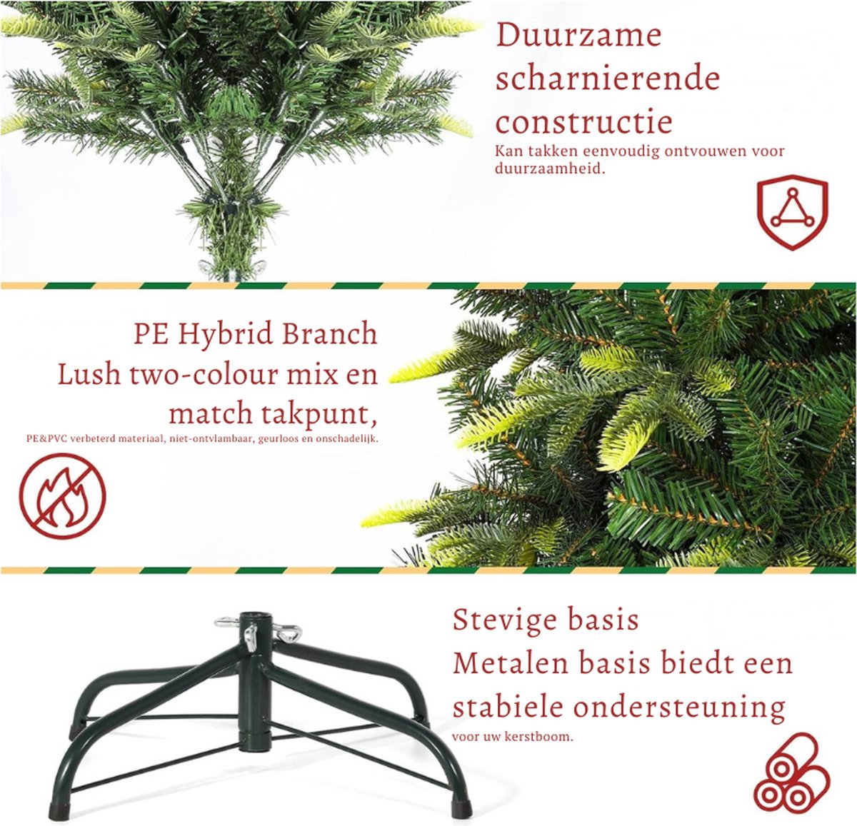 Slanke Kunst Kerstboom 1,5 M met PE-Bladeren en Kunstpotlood - 350 Takken