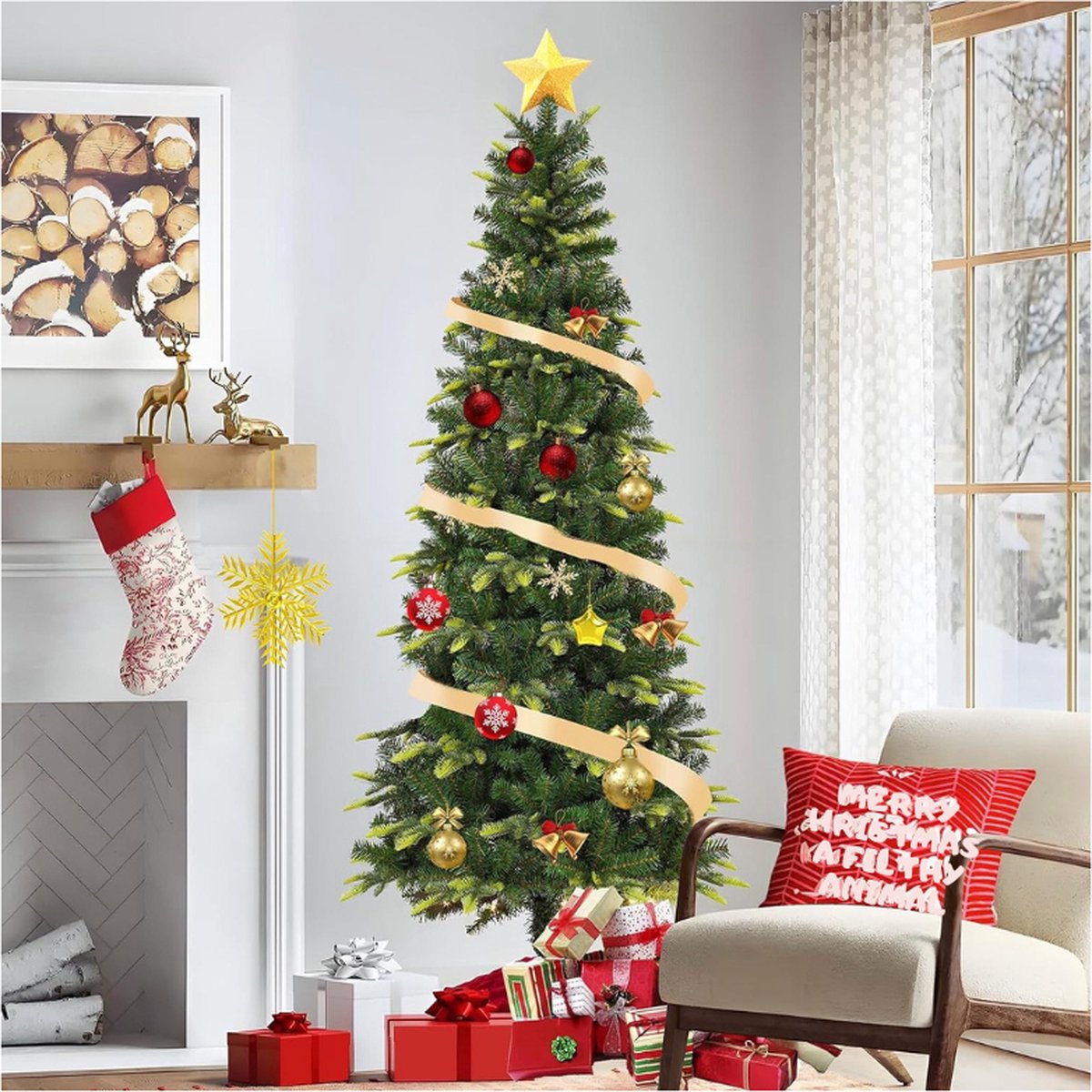 Slanke Kunst Kerstboom 1,5 M met PE-Bladeren en Kunstpotlood - 350 Takken