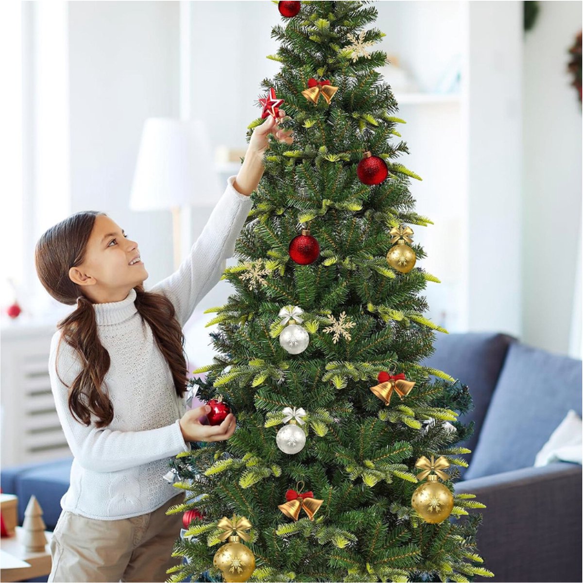 Slanke Kunst Kerstboom 1,5 M met PE-Bladeren en Kunstpotlood - 350 Takken