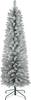 Slanke kunstkerstboom 150 cm met sneeuwvlokken