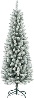 Slanke kunstkerstboom met kunstsneeuw, 183 cm, groen