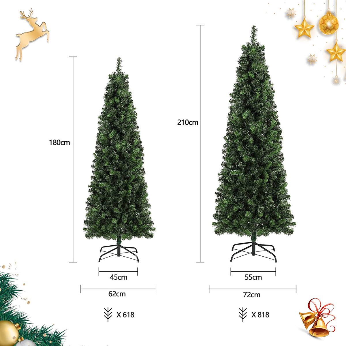 Slim Kunstkerstboom 210 cm Kunststof