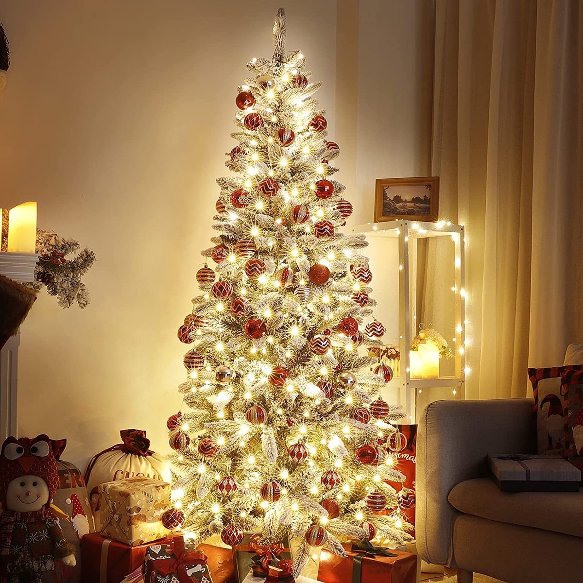 Slim LED Kunstkerstboom Dennenboom Wit 210 cm