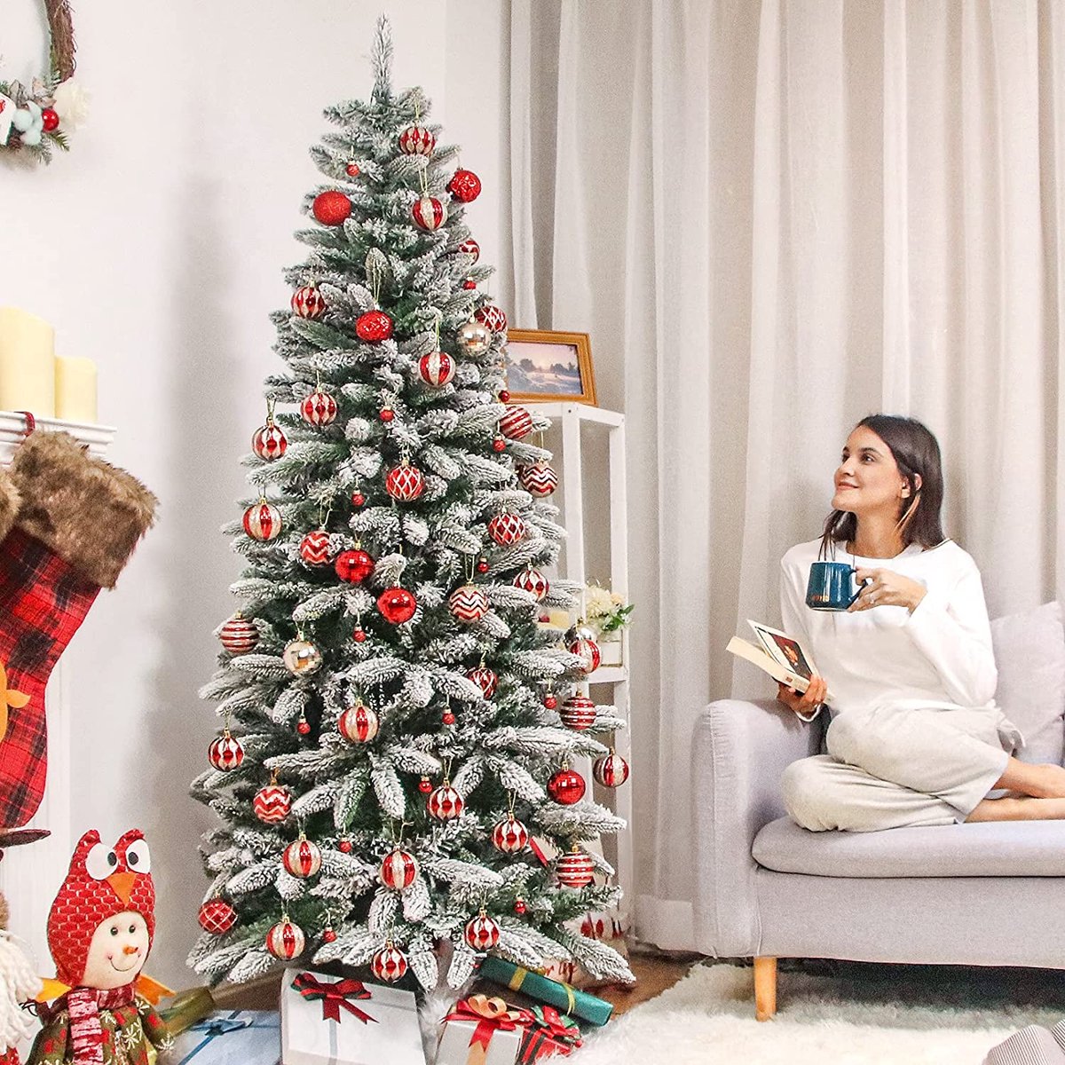 Slim LED Kunstkerstboom Dennenboom Wit 210 cm