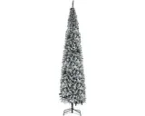 Smalle besneeuwde kerstboom 270 cm