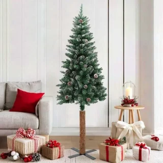 Smalle kerstboom - kunstboom met sneeuw - 180 cm hoog, groen