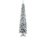 Smalle kunstkerstboom 210 cm met sneeuw, groen/wit