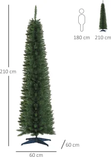 Smalle kunstkerstboom 210 cm
