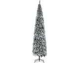 Smalle kunstkerstboom 270 cm besneeuwd groen/wit