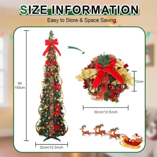 Smalle pop-up kunstkerstboom 150 cm