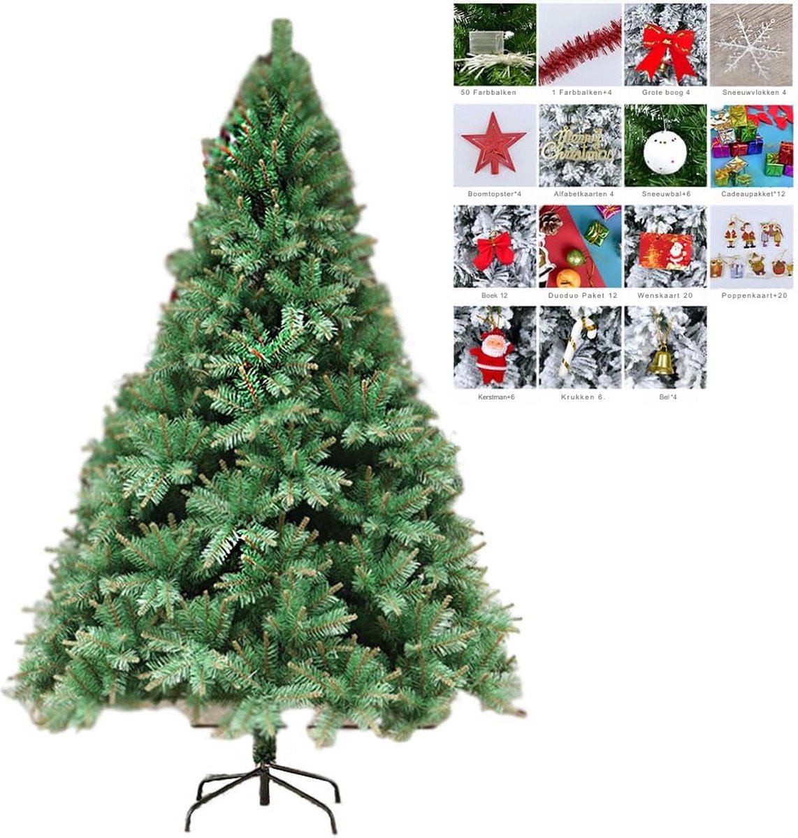Sneeuwwitte Kunstkerstboom 1.2m Met 110 Decoraties