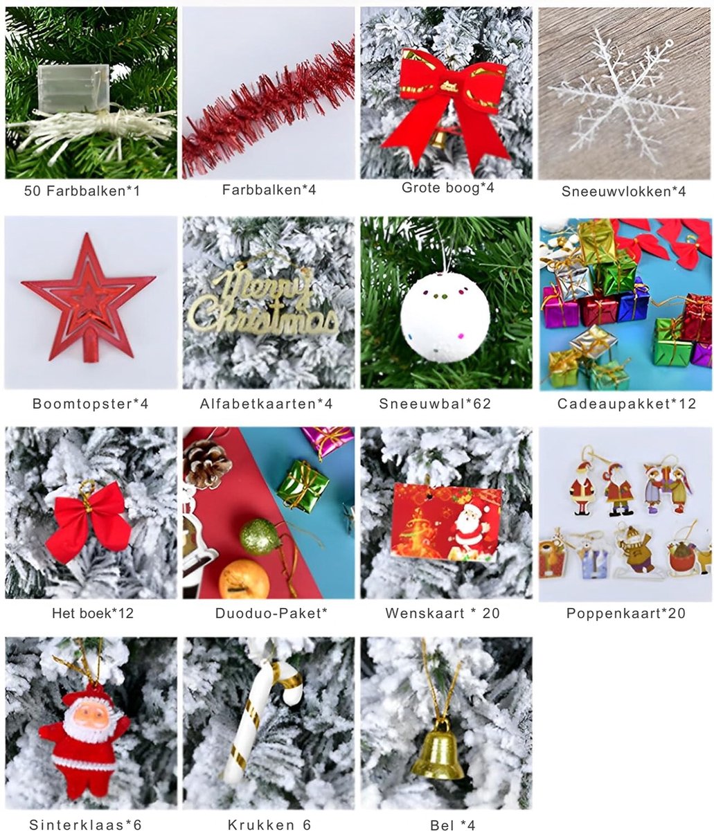 Sneeuwwitte Kunstkerstboom 1.2m Met 110 Decoraties