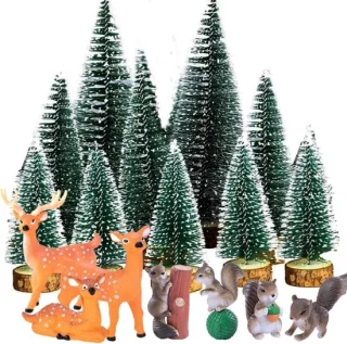 SnelShoppen 17-delige mini kunstkerstboom set