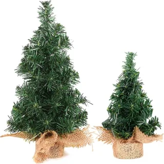 SnelShoppen - 2 stuks kunst kerstboom 20cm en 30cm