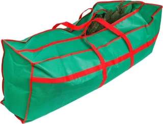 SnelShoppen - Kerstboomhoes met Rits, 120 x 43 cm, Opbergzak voor Kunstkerstbomen tot 210 cm, Kunstkerstboom, Kerstboomzak, Ruimtebesparend, Groen/Roo