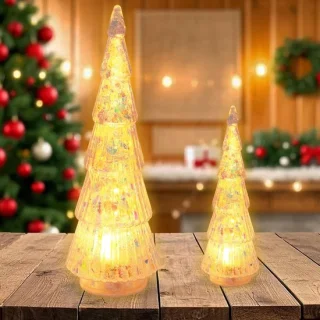 SnelShoppen - kleine kerstboom met lichten - 2 stuks mini kunstkerstboom