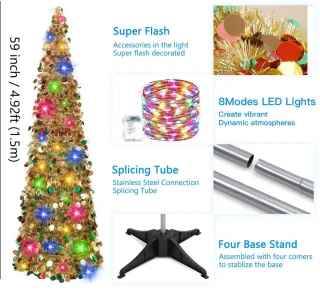 SnelShoppen kunstkerstboom 150 cm pop-up goudkleur