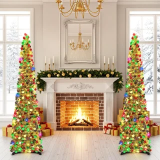 SnelShoppen kunstkerstboom 150 cm pop-up goudkleur