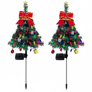 Solar kerstboom met verlichting 85 cm - set van 2