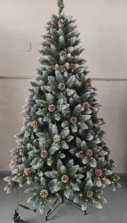 Solidchoice - Kunstkerstboom met verlichting en sneeuw, 210 cm groen